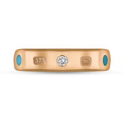 9ct Rose Gold 0.08ct Diamond Turquoise King's Coronation Hallmark 5mm Ring R1193_5 CFH