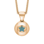 9ct Rose Gold Turquoise Star Disc Necklace, P3644.