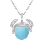 9ct White Gold Turquoise Zodiac Cancer 10mm Bead Pendant, P3625.