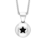 9ct White Gold Whitby Jet Star Disc Necklace, P3644.