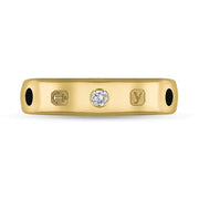 9ct Yellow Gold 0.08ct Diamond Whitby Jet King's Coronation Hallmark 5mm Ring R1193_5 CFH
