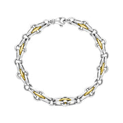 9ct Yellow Gold Sterling Silver Multi Link Cable Chain Bracelet C064BR