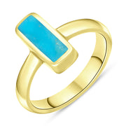 9ct Yellow Gold Turquoise Slim Oblong Ring