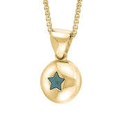9ct Yellow Gold Turquoise Star Disc Necklace