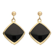 9ct Yellow Gold Whitby Jet Cushion Drop Earrings