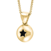 9ct Yellow Gold Whitby Jet Star Disc Necklace