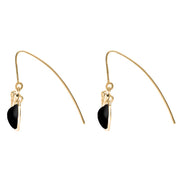 9ct Yellow Gold Whitby Jet Bee Small Hook Earrings
