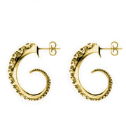 9ct Yellow Gold Tentacle Hoop Earrings