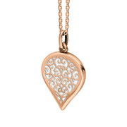 9ct Rose Gold Bauxite Flore Filigree Medium Heart Necklace. P3630._2