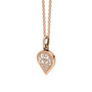 9ct Rose Gold Bauxite Flore Filigree Small Heart Necklace. P3629._2