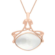 9ct Rose Gold Blue John Mother Of Pearl Bell Diamond Swivel Fob Necklace, P113_10_2.
