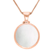 9ct Rose Gold Blue John White Mother Of Pearl Double Sided Round Dinky Fob Necklace, P218_2.