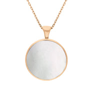 9ct Rose Gold Blue John Mother Of Pearl Large Double Sided Round Fob Necklace, P012_2.