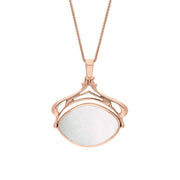 9ct Rose Gold Blue John Mother Of Pearl Marquise Swivel Fob Necklace