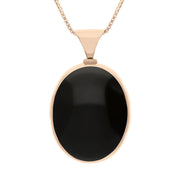 9ct Rose Gold Blue John Whitby Jet Queens Jubilee Hallmark Double Sided Oval Necklace