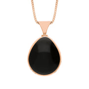 9ct Rose Gold Blue John Whitby Jet Queens Jubilee Hallmark Double Sided Pear-shaped Necklace