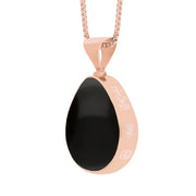 9ct Rose Gold Blue John Whitby Jet Queens Jubilee Hallmark Double Sided Pear-shaped Necklace