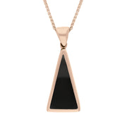 9ct Rose Gold Blue John Whitby Jet Small Double Sided Triangular Fob Necklace, P834.