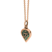 9ct Rose Gold Malachite Flore Filigree Small Heart Necklace. P3629._2