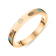 9ct Rose Gold Turquoise Diamond Jubilee Hallmark Collection 6mm Ring, R1193_6_JFH