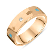 9ct Rose Gold Turquoise Diamond Jubilee Hallmark Collection Princess Cut 6mm ring, R1199_6_JFH