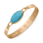 9ct Rose Gold Turquoise Hallmark Wide Oval Bangle, B020_FH