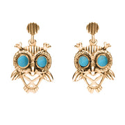 9ct Rose Gold Turquoise Owl Stud Earrings E2329