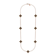 9ct Rose Gold Whitby Jet Bloom Long Flower Ball Edge Necklace, N1157