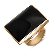 9ct Rose Gold Whitby Jet Hallmark Large Square Ring, R605_FH.