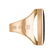 9ct Rose Gold Whitby Jet Hallmark Medium Oblong Ring