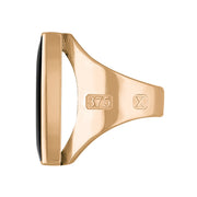 9ct Rose Gold Whitby Jet Hallmark Medium Oblong Ring