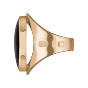 9ct Rose Gold Whitby Jet Hallmark Medium Oval Ring