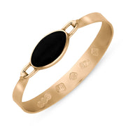 9ct Rose Gold Whitby Jet Hallmark Wide Oval Bangle, B020_FH