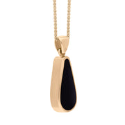 9ct Rose Gold Whitby Jet Lapis Lazuli Small Double Sided Pear Cut Fob Necklace, P835_3.