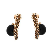 9ct Rose Gold Whitby Jet Tentacle Hoop Earrings, E2462.