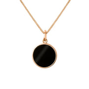 9ct Rose Gold Whitby Jet Zodiac Pisces Round Necklace, P3605._2