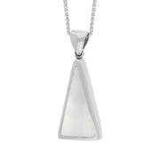 9ct White Gold Blue John Mother Of Pearl Small Double Sided Triangular Fob Necklace, P834_3.