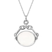 9ct White Gold Blue John White Mother Of Pearl Double Sided Swivel Fob Necklace, P209_2.