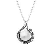 9ct White Gold Freshwater Pearl Bead Tentacle Necklace, P3421.