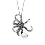 9ct White Gold Freshwater Pearl Bead Octopus Necklace