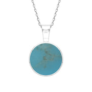 9ct White Gold Turquoise Heritage Round Necklace. P018.