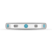 9ct White Gold Turquoise Queen's Jubilee Hallmark 6mm Ring