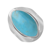 9ct White Gold Turquoise Jubilee Hallmark Collection Medium Oval Ring. R012_JFH.