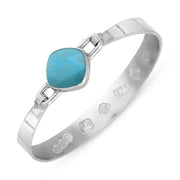 9ct White Gold Turquoise Jubilee Hallmark Collection Wide Cushion Bangle, B036_JFH