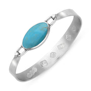 9ct White Gold Turquoise Jubilee Hallmark Collection Wide Oval Bangle, B020_JFH