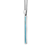 9ct White Gold Turquoise Long Slim Oblong Necklace. P1472_2.