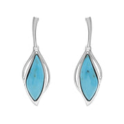 9ct White Gold Turquoise Open Marquise Drop Earrings, E2437