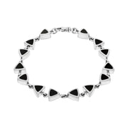9ct White Gold Whitby Jet Curved Triangle Bracelet