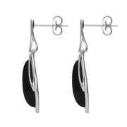 9ct White Gold Whitby Jet Open Marquise Drop Earrings, E2437_2