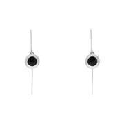 9ct White Gold Whitby Jet Star Disc Drop Earrings